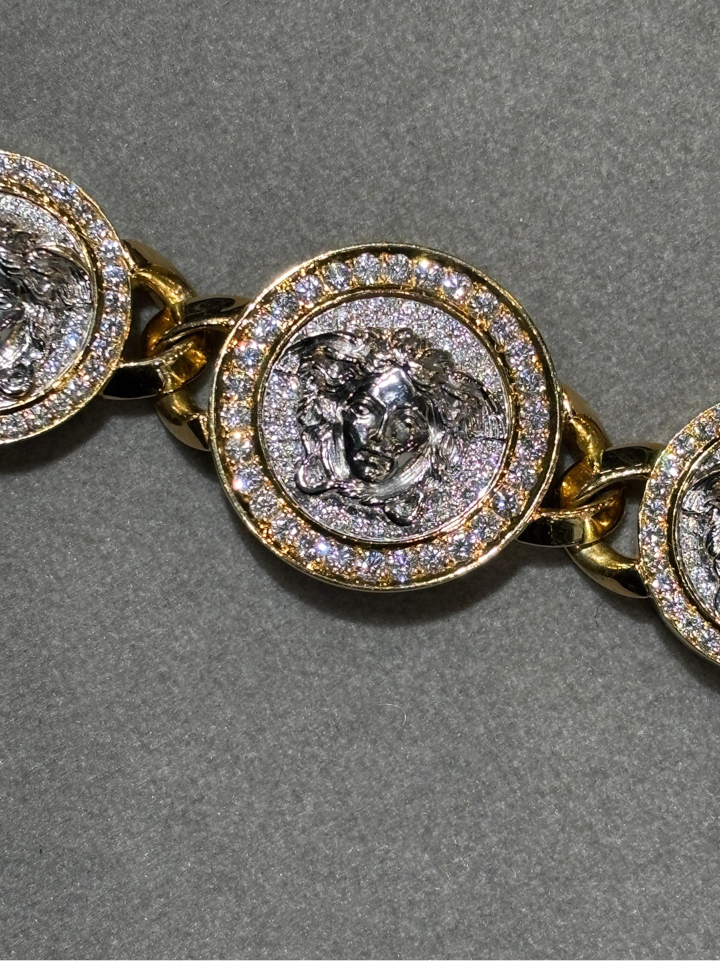 Versace Diamond Link Bracelet and Necklace Set For Sale 4