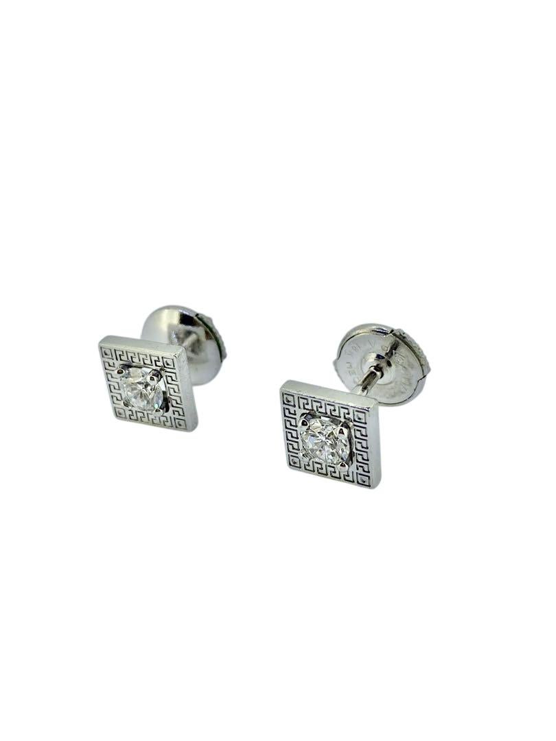 Taglio brillante Versace Diamond White Gold Earrings in vendita