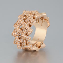 Anello Versace a fascia larga con diamanti in oro rosa 18 carati