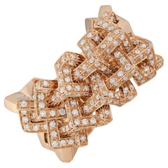 Versace Diamond Wide Band Fashion Ring in 18K Rose Gold
