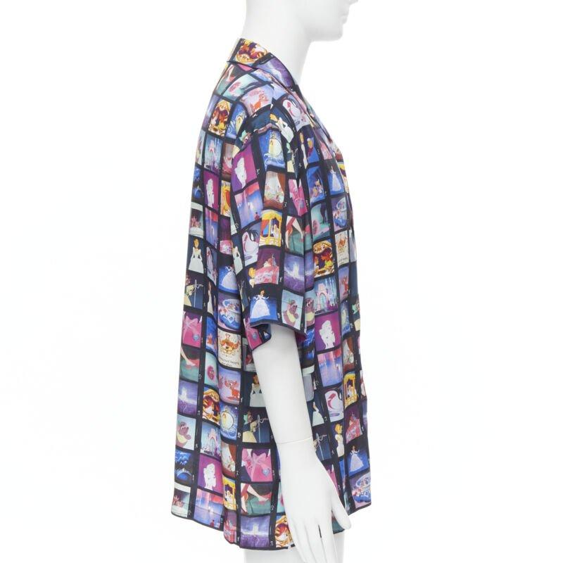 VERSACE DISNEY Limited Edition Cinderella print short bowling shirt EU42 XL In Excellent Condition For Sale In Hong Kong, NT