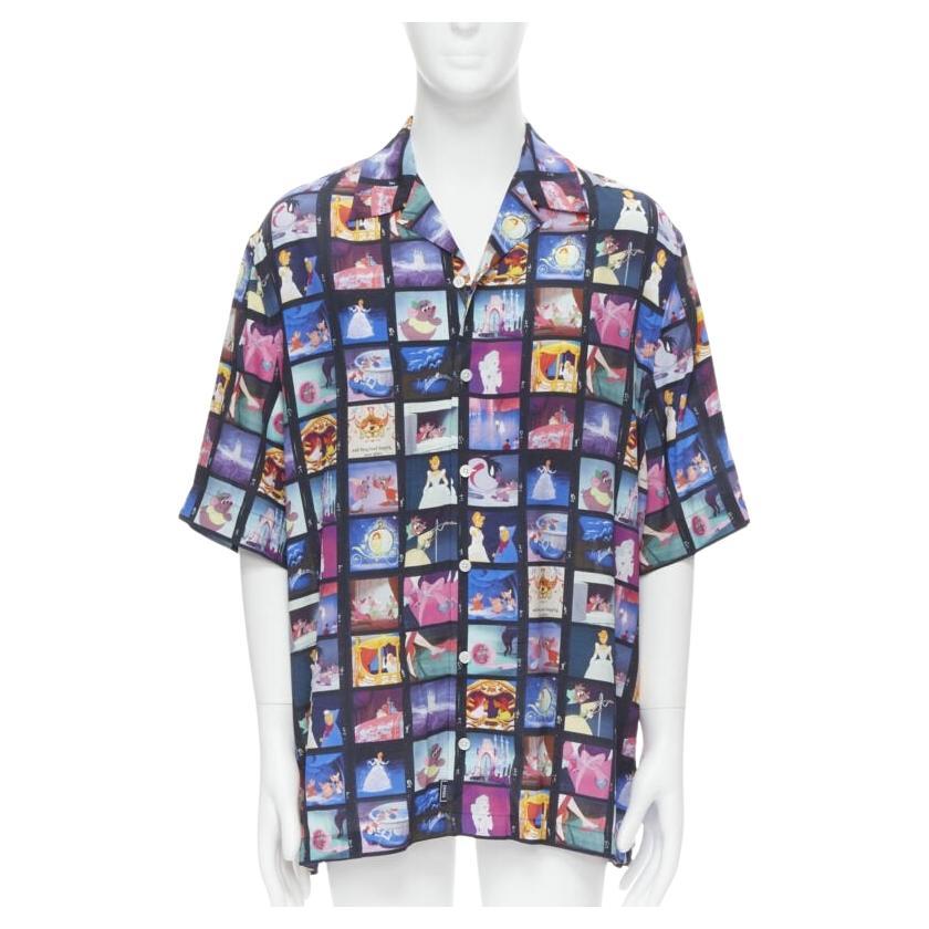 VERSACE DISNEY Limited Edition Cinderella print short bowling shirt EU42 XL For Sale