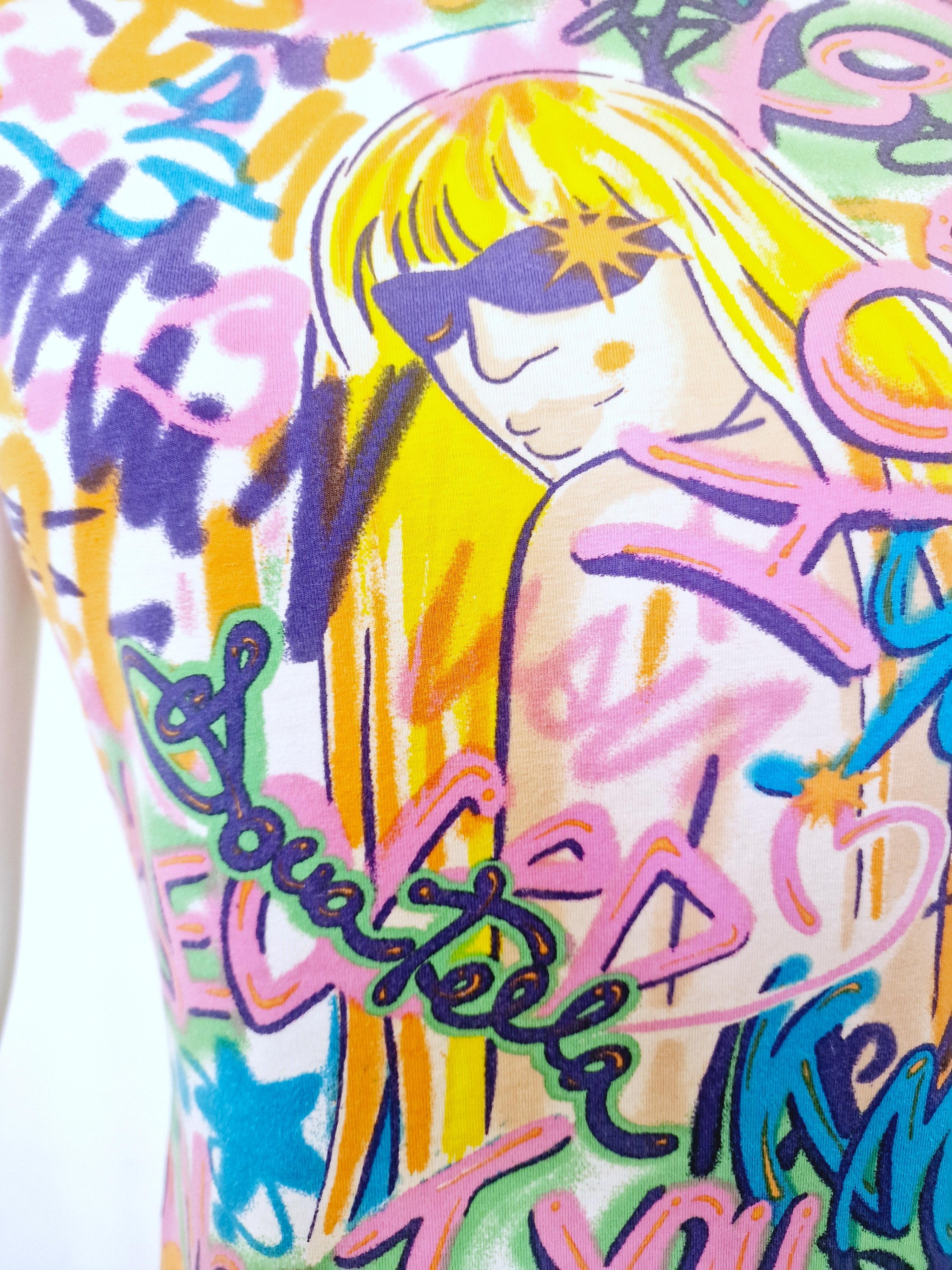 Versace Donatella Graffiti Neon Men Women Tag Small Medium Large T-shirt Top  2