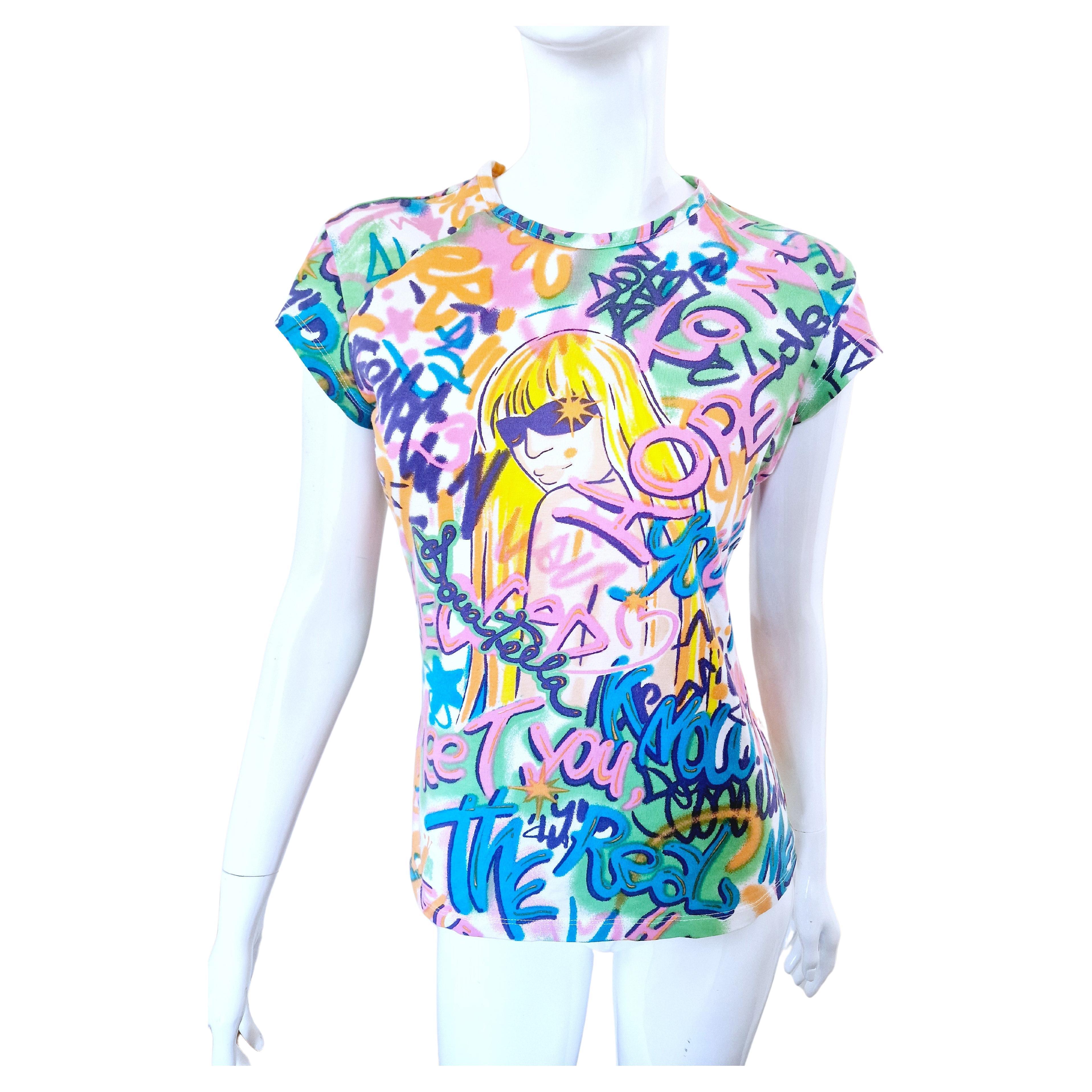 Versace Donatella Graffiti Neon Men Women Tag Small Medium Large T-shirt Top  For Sale