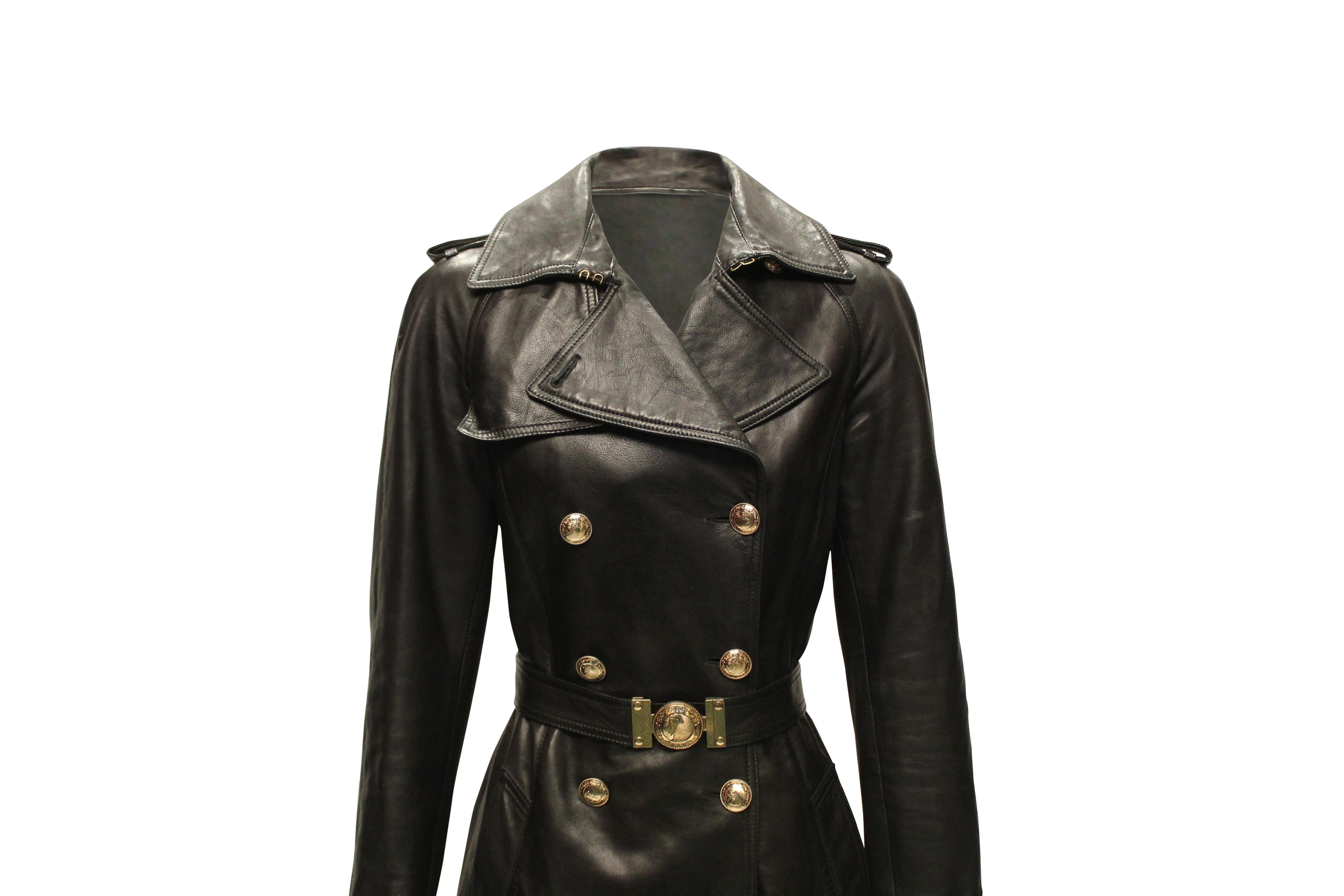 versace leather trench coat