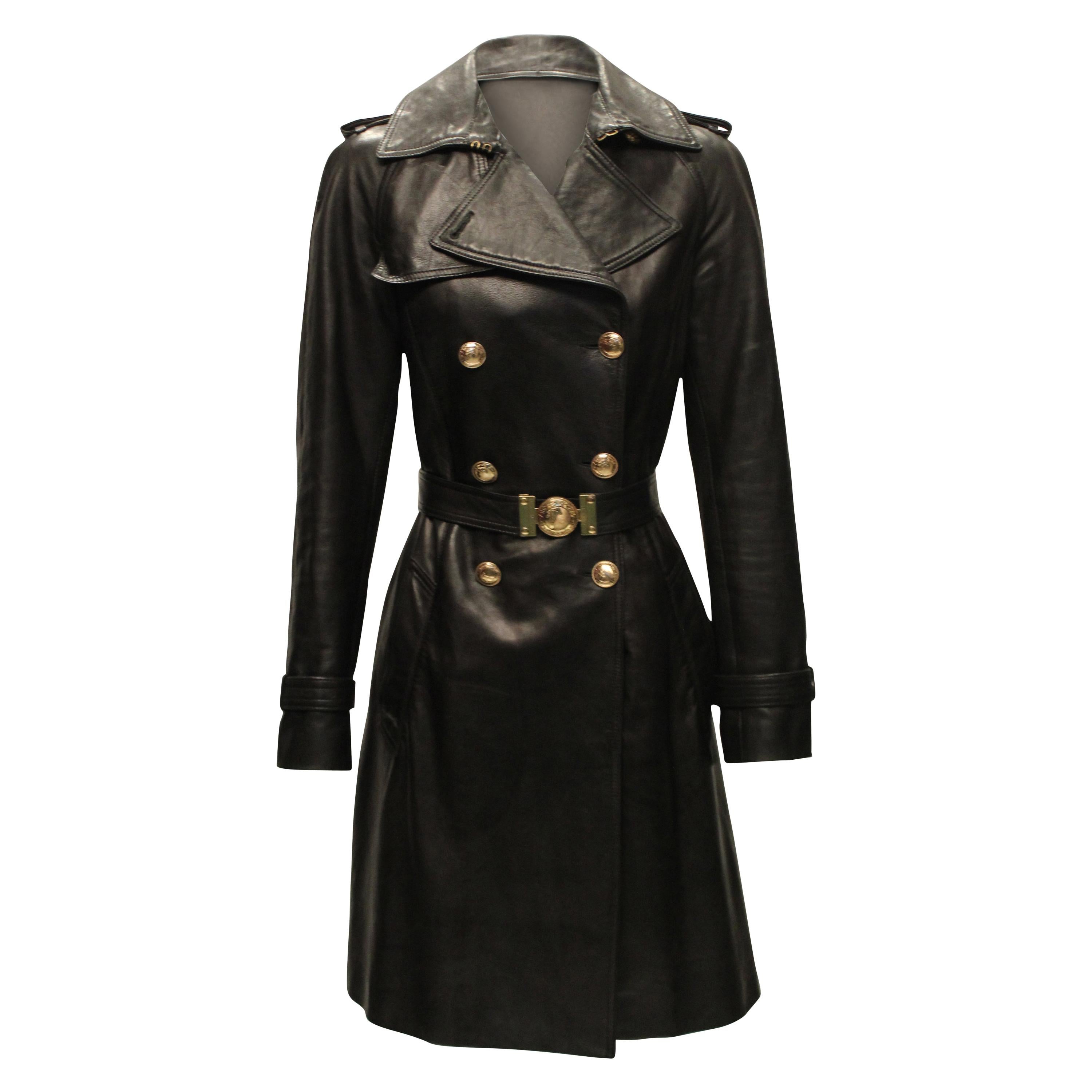 Dislocatie Vakantie Onderbreking Versace Double Breasted Leather Trench Coat at 1stDibs | versace leather  trench