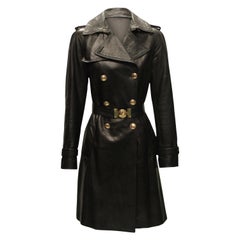 Versace Double Breasted Leather Trench Coat