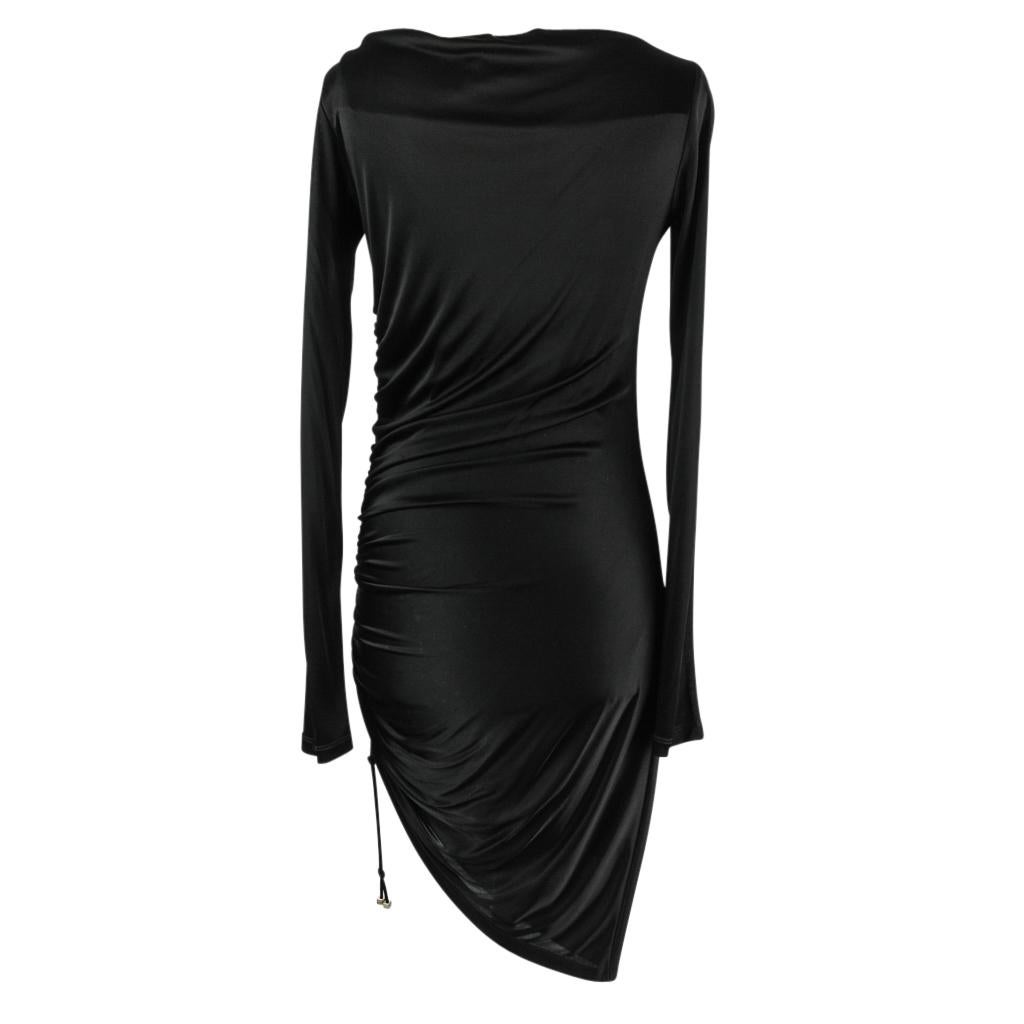 Versace Dress Black Side Drawstring Rouching Asymmetrical Length 44 / 8 For Sale 2