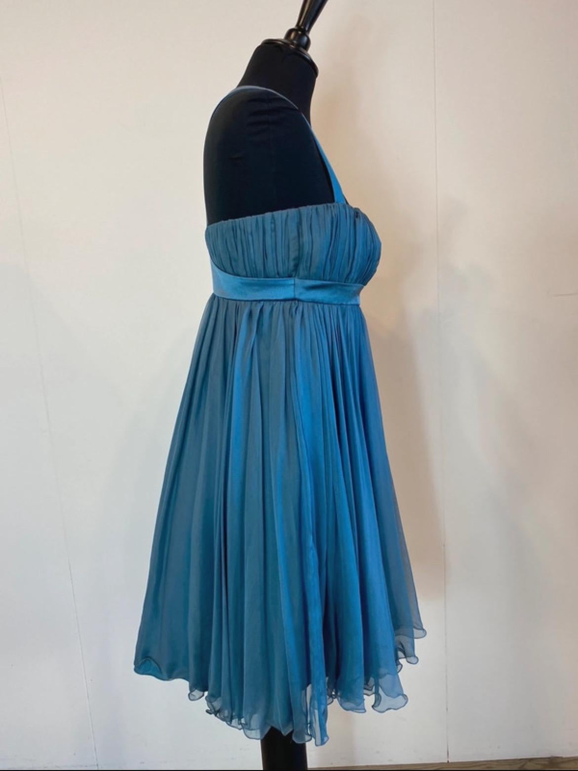 Blue Versace dress in baby blue silk. For Sale