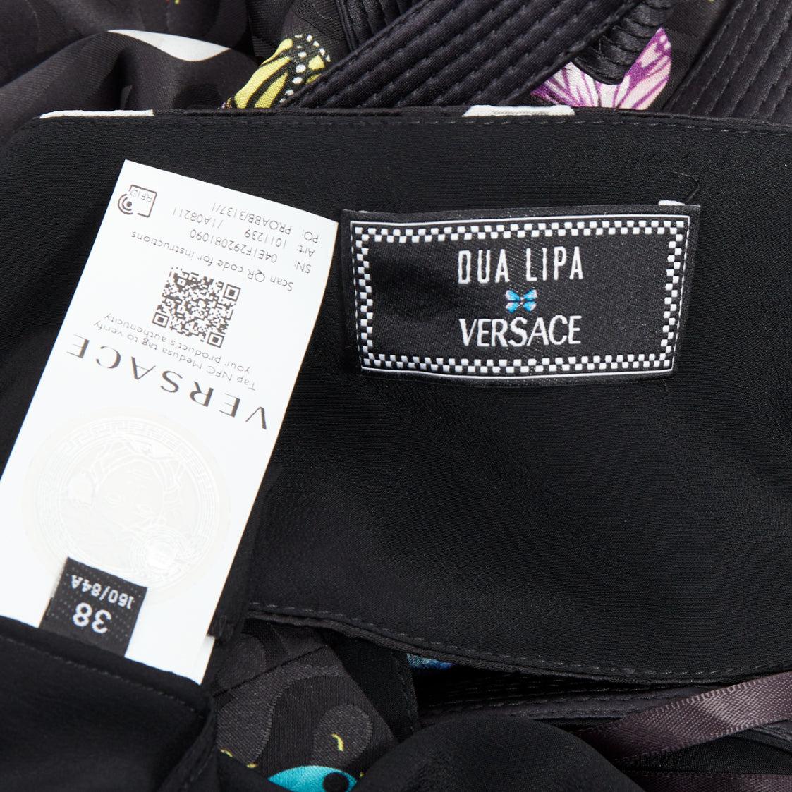 VERSACE Dua Lipa 2023 La Vacanza Runway black butterfly harness dress IT38 XS For Sale 3