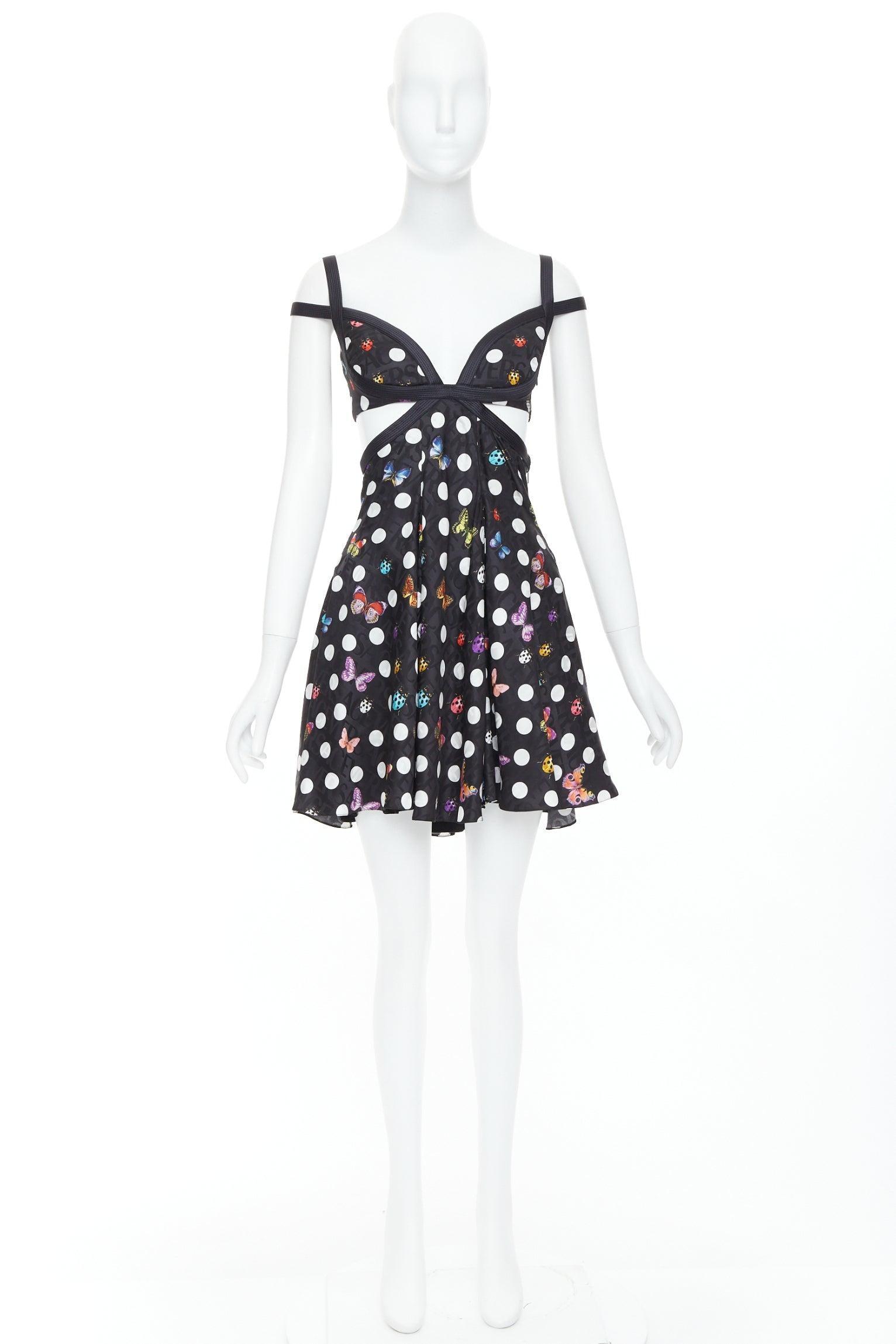 VERSACE Dua Lipa 2023 La Vacanza Runway black butterfly harness dress IT38 XS For Sale 4