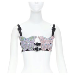 VERSACE Dua Lipa 2023 La Vacanza Runway, sujetador bondage con mariposas de cristal, talla IT36, XXS