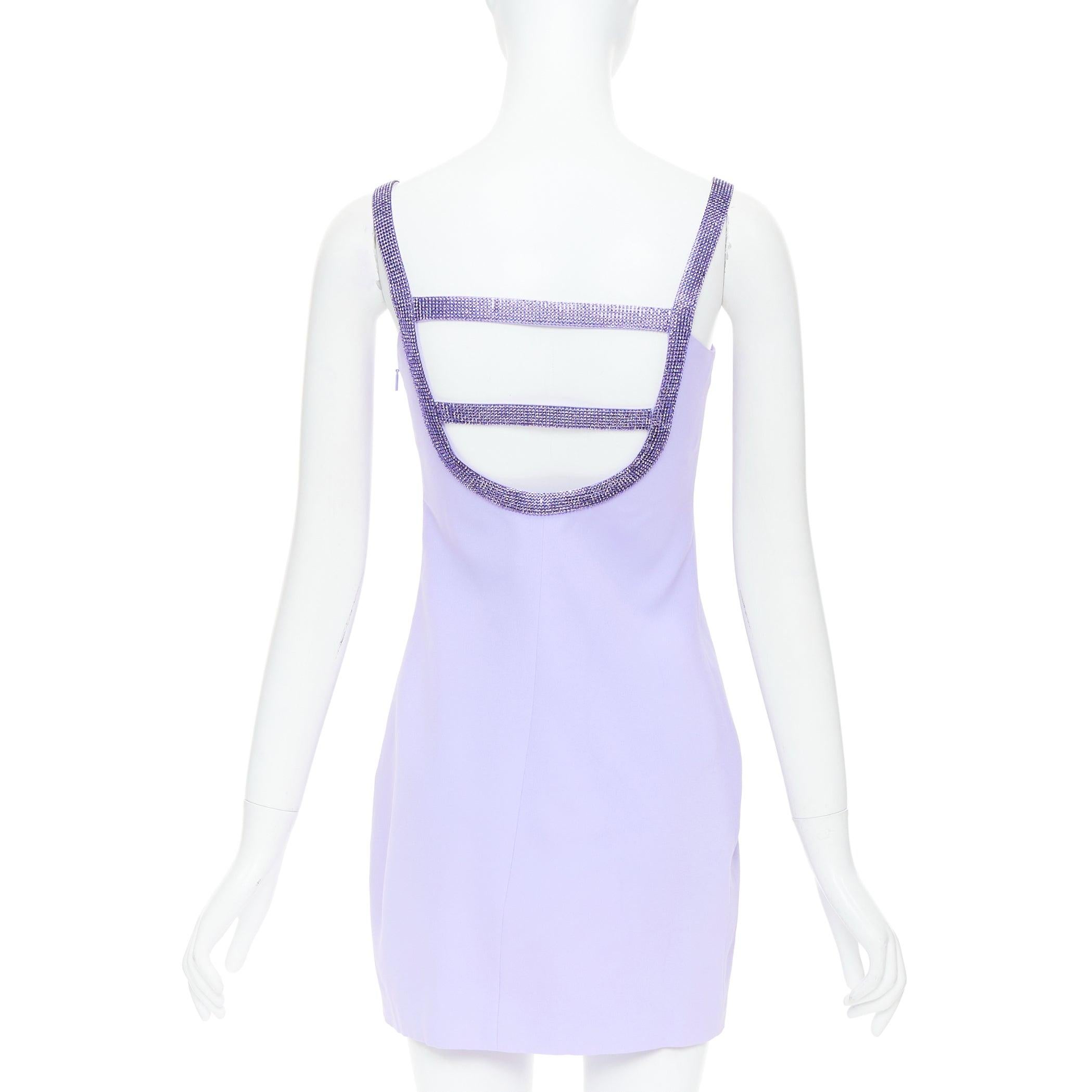 Women's VERSACE Dua Lipa 2023 La Vacanza Runway purple crystal bondage dress IT38 XS