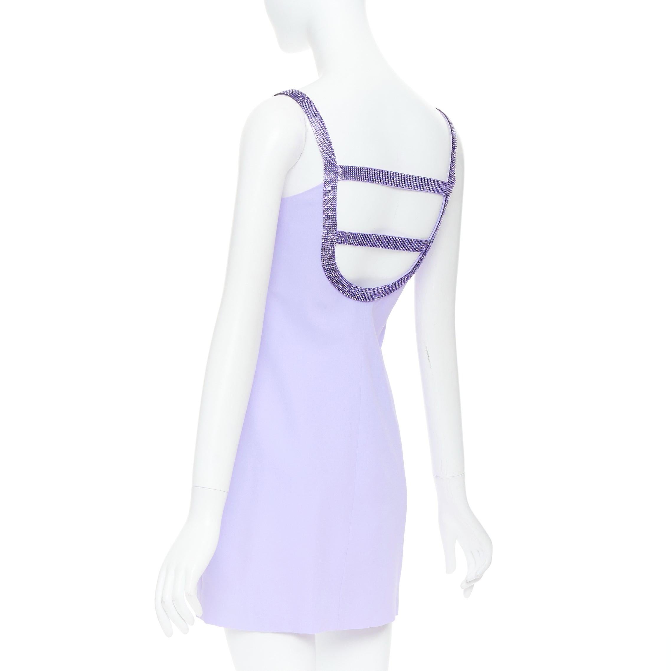 VERSACE Dua Lipa 2023 La Vacanza Runway purple crystal bondage dress IT38 XS 1