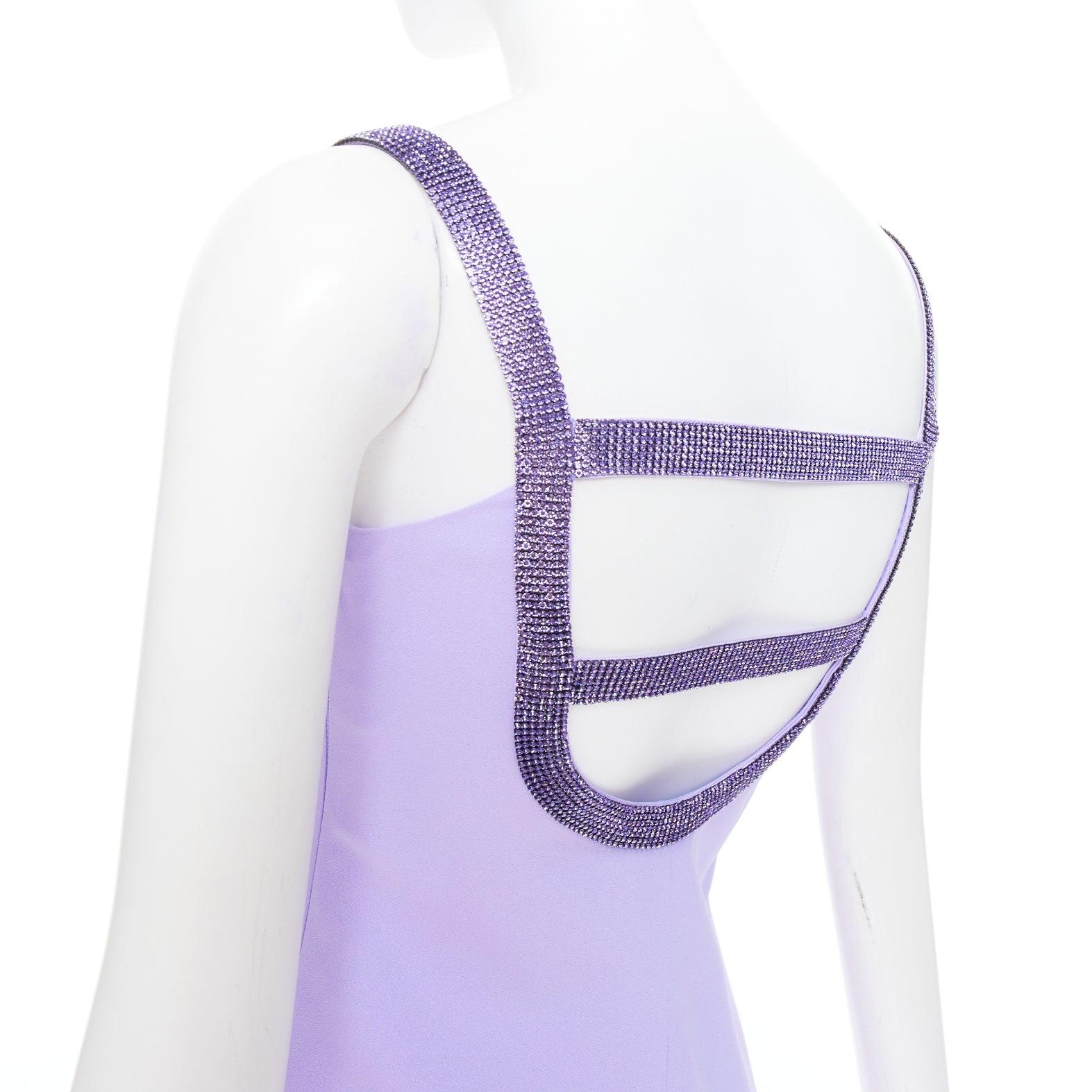 VERSACE Dua Lipa 2023 La Vacanza Runway purple crystal bondage dress IT38 XS 2