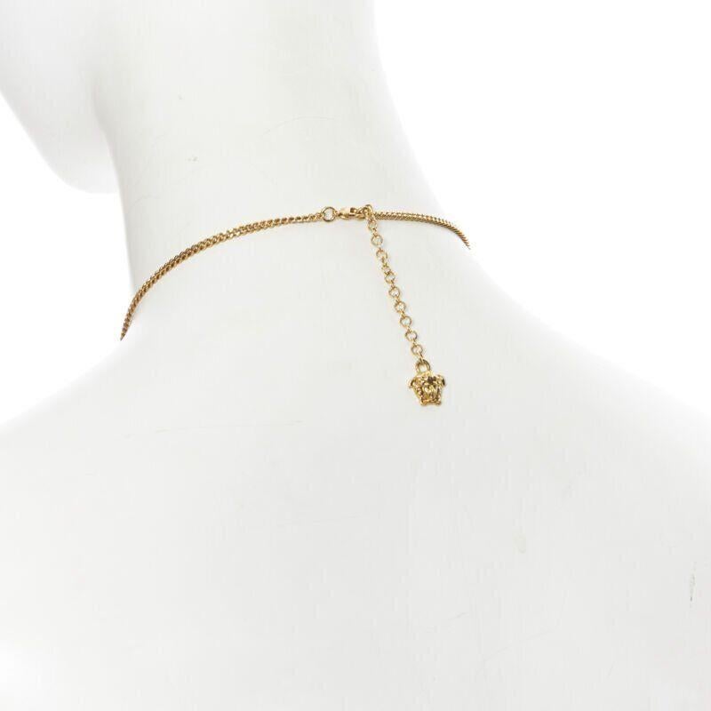 VERSACE DV Virtus Love Heart logo plate Medusa gold-tone bodychain necklace 4