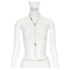 VERSACE DV Virtus Love Heart logo plate Medusa gold-tone bodychain necklace