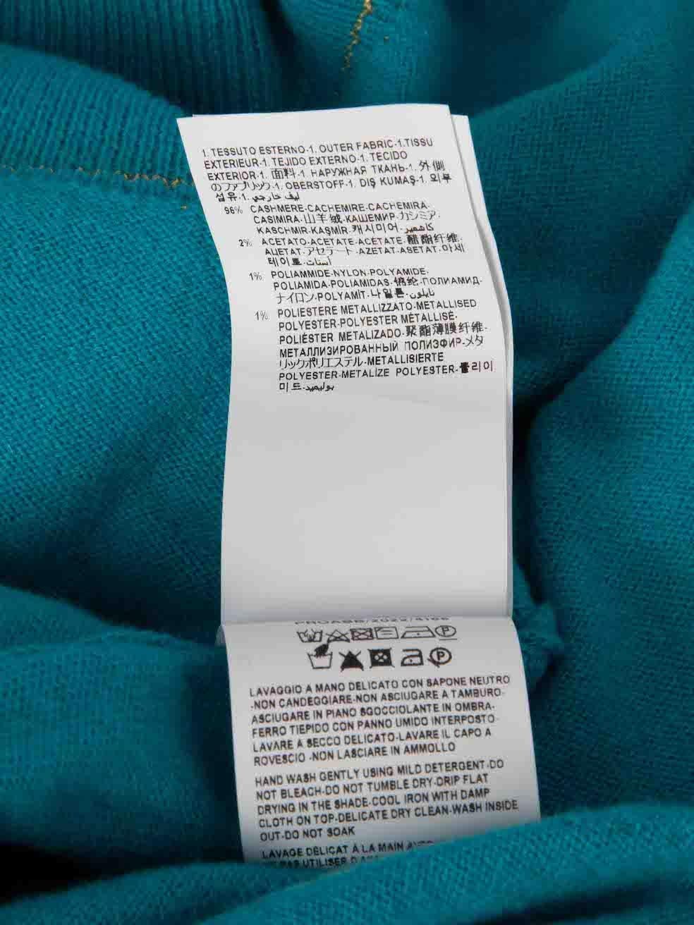 Versace Dylan Turquoise Cashmere Medusa Crop Knit Cardigan Size XXS For Sale 1