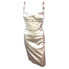 Robe de soirée Versace du début des années 2000 avec bustier embelli de Swarovski et logo Méduse