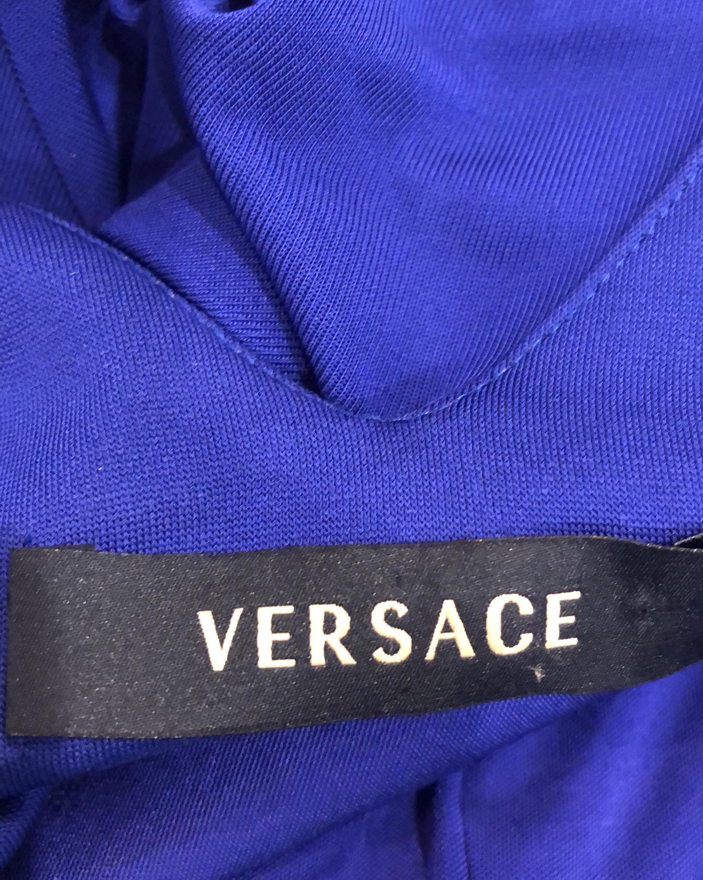 Versace Early 2000s Purple Cape Back Jersey Sleeveless Avant Garde Dress Sz 42 6