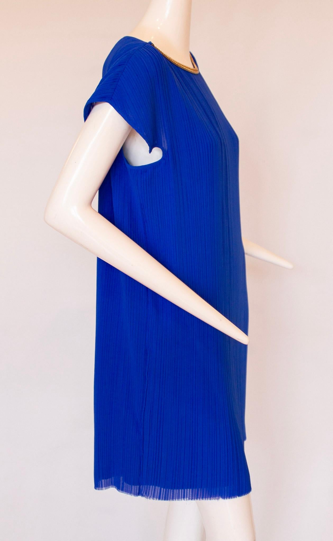 Versace Electric Blue Pleated Dress  1