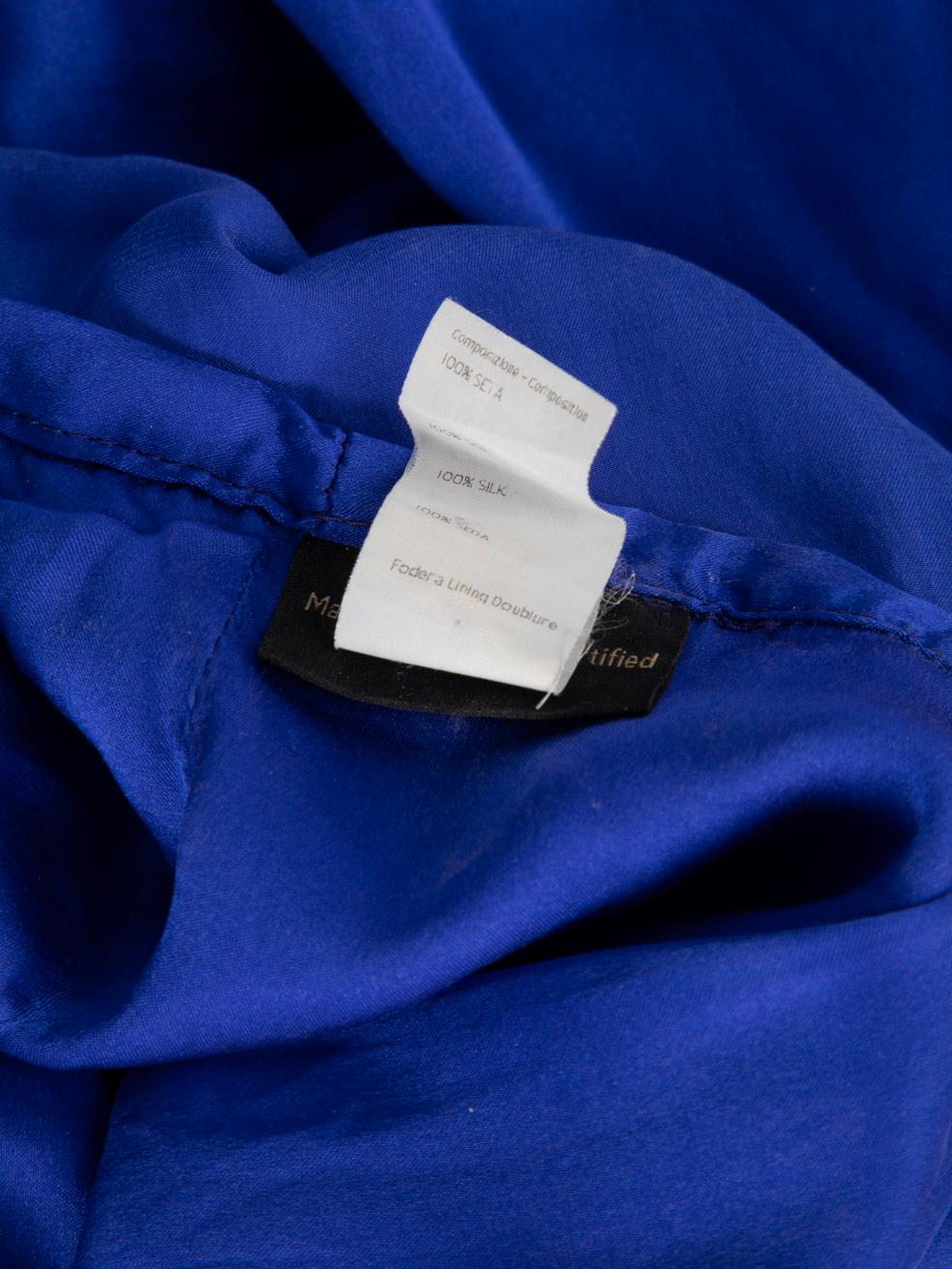 Versace Electric Blue Silk Short Sleeve Dress Size M For Sale 4