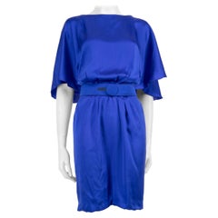 Versace Electric Blue Silk Short Sleeve Dress Size M