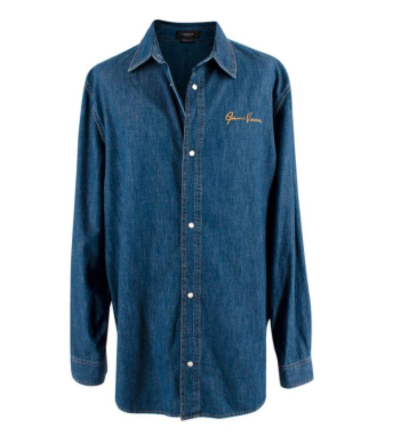 Versace Embroidered Denim Shirt For Sale