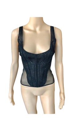 Versace Besticktes durchsichtiges schwarzes Top