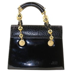 Used VERSACE Emobssed Croc GHW Satchel Rare 3VER1219K