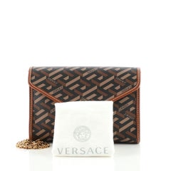 Versace Envelope Wallet on Chain La Greca Signature Coated Canvas