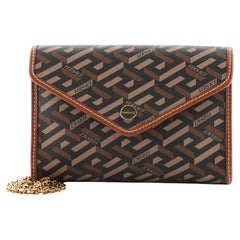 Versace Envelope Wallet on Chain La Greca Signature Coated Canvas