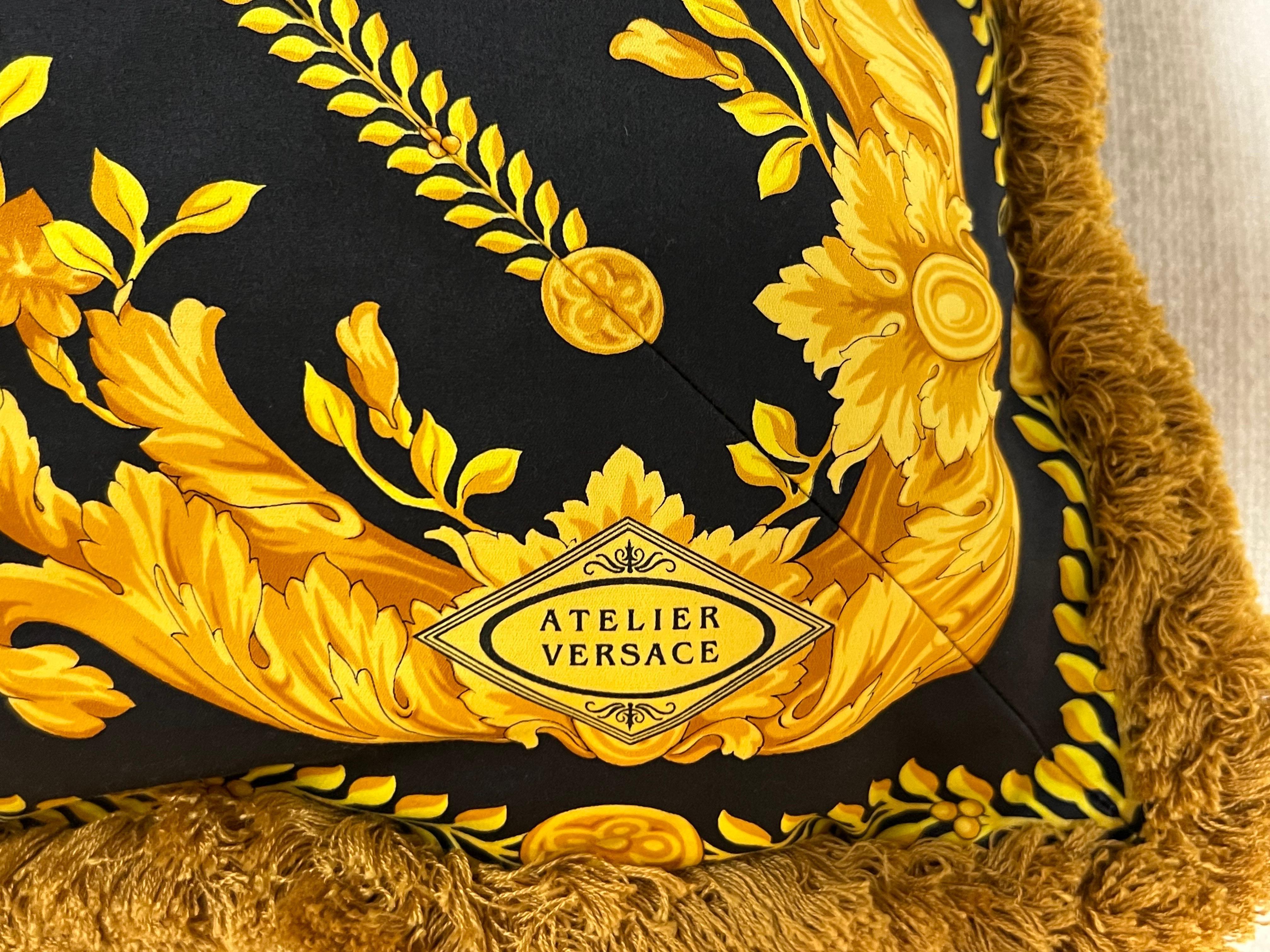 Versace Extra Large Silk and Velvet Pillow In Good Condition For Sale In Miami, FL