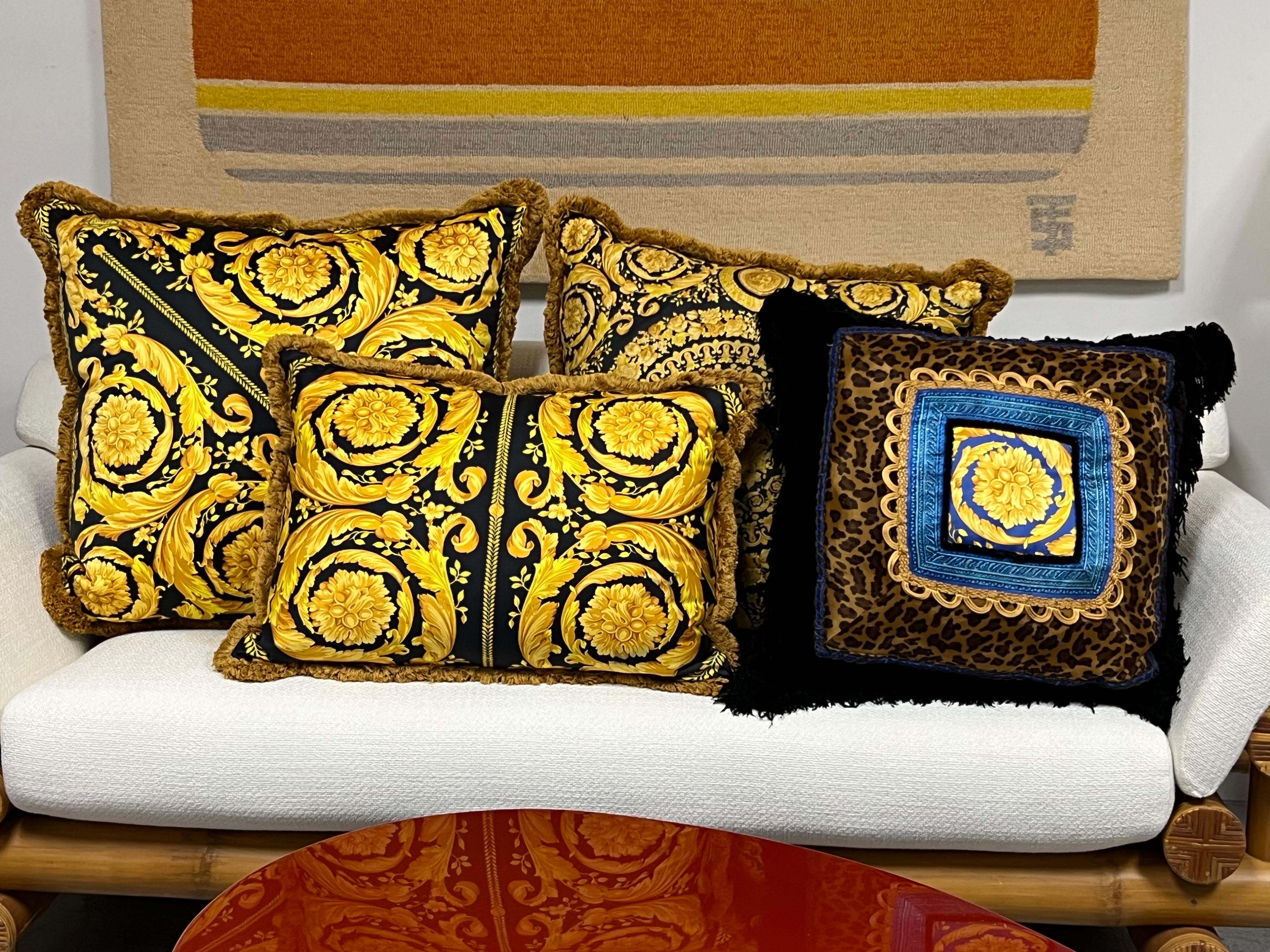 Versace Extra Large Silk and Velvet Pillow For Sale 1