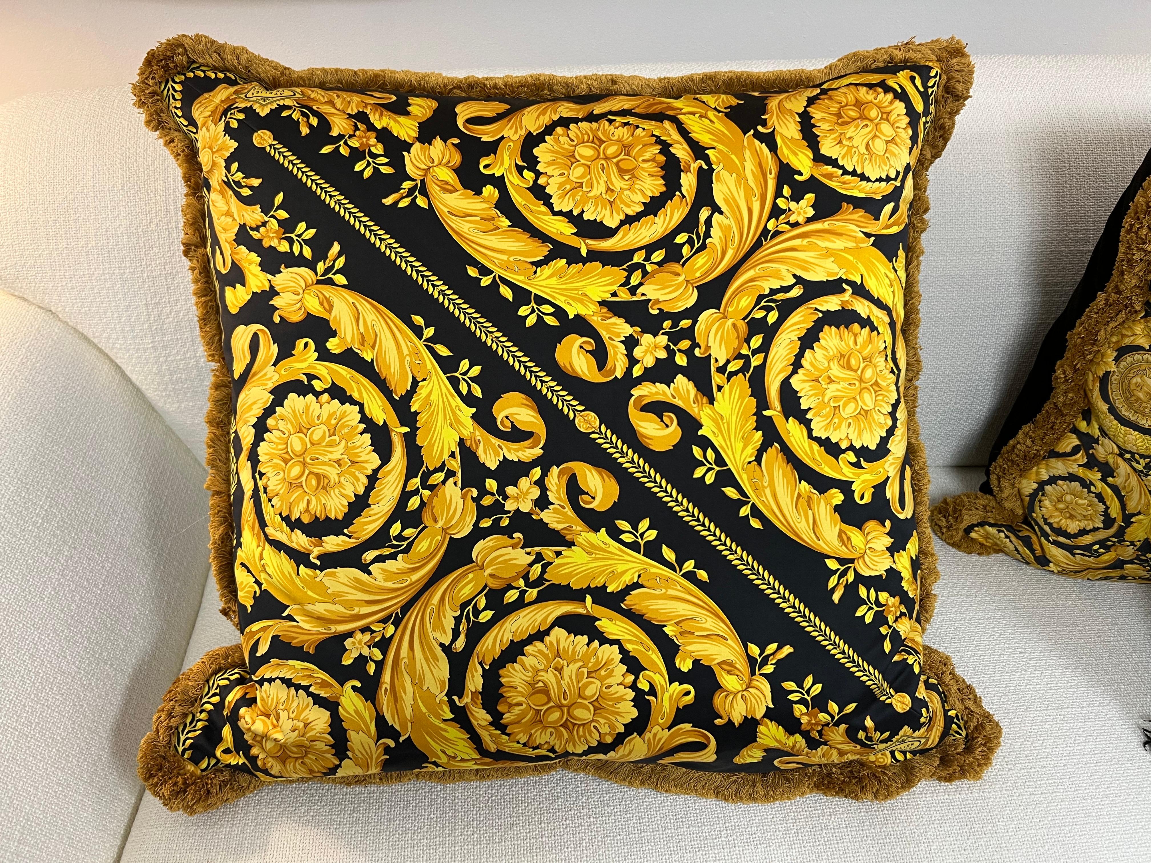 Versace Extra Large Silk and Velvet Pillow For Sale 2