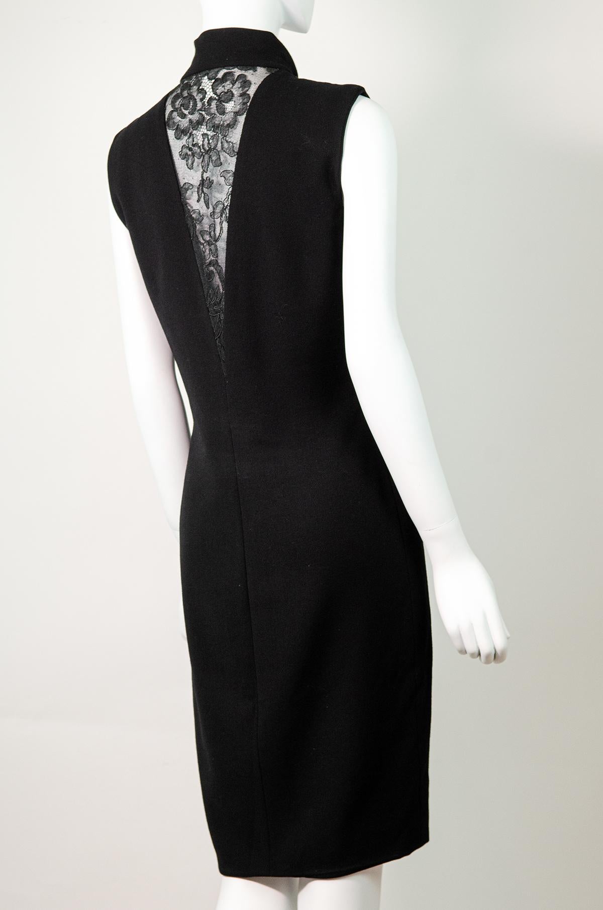 Women's or Men's VERSACE F/W 1993 Vintage Lace Detail Black Dress by Gianni Versace For Sale