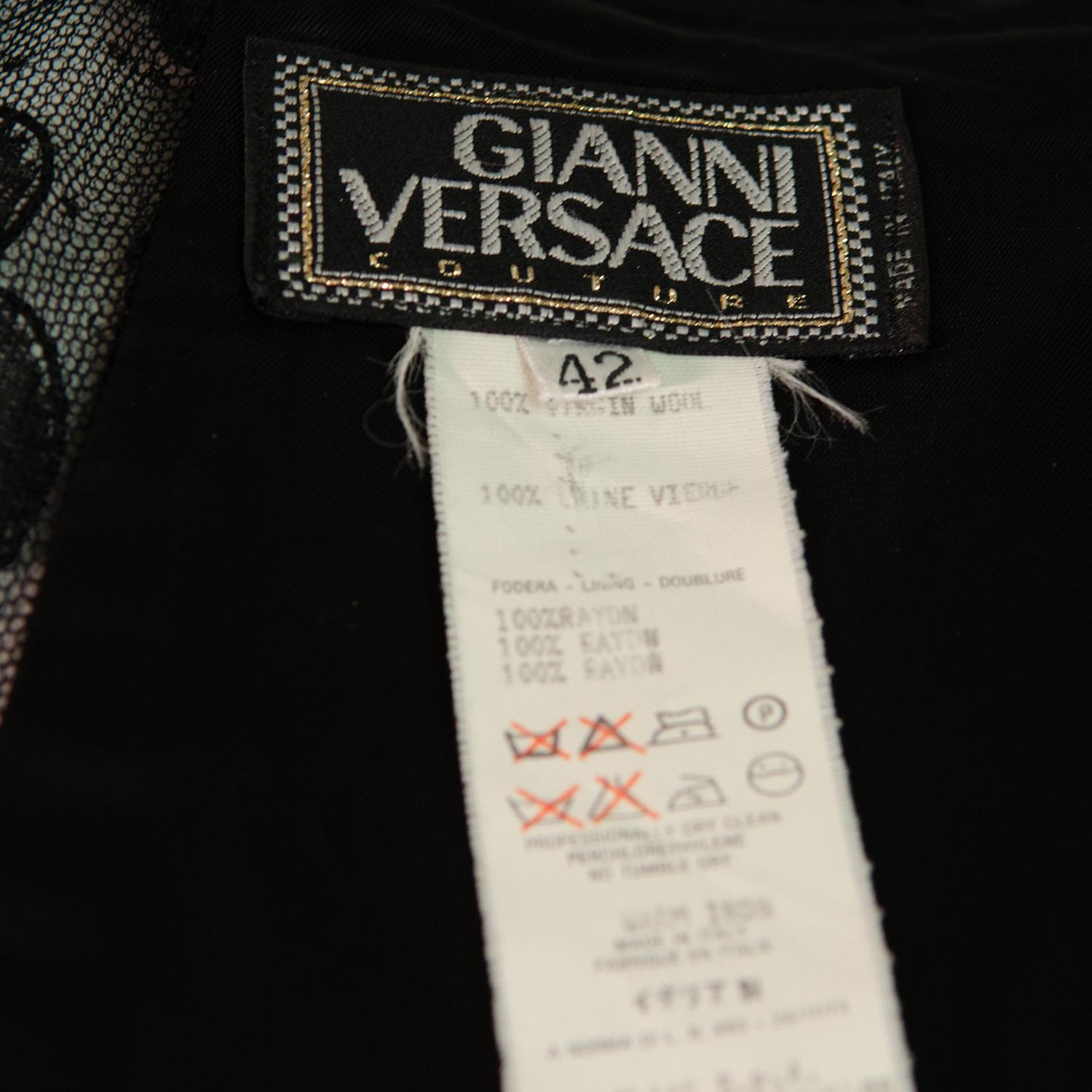 VERSACE F/W 1993 Vintage Lace Detail Black Dress by Gianni Versace For Sale 2