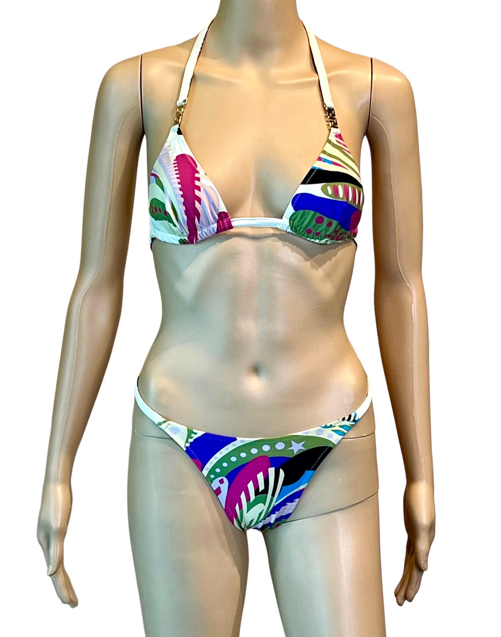 Versace F/W 2002 Floral Print Bikini Swimsuit Swimwear & Beach Dress 3 Piece Set 5