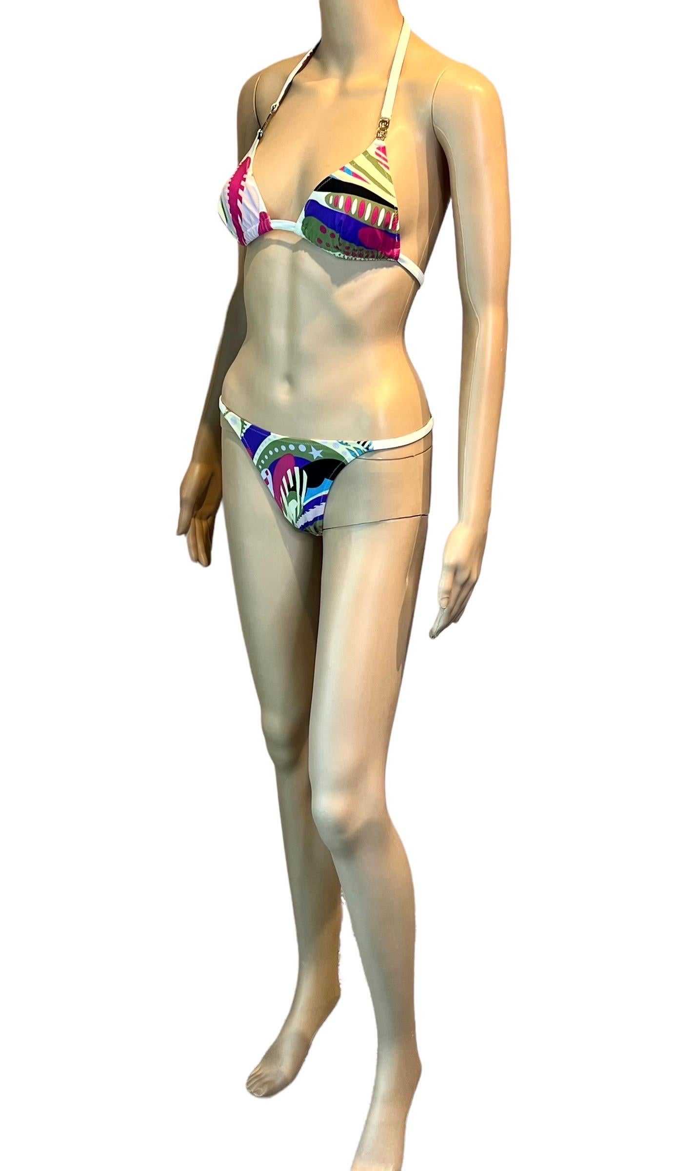 Versace F/W 2002 Floral Print Bikini Swimsuit Swimwear & Beach Dress 3 Piece Set 6