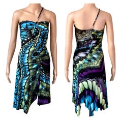 Campagne éditoriale Versace automne-hiver 2003 : robe froncée à imprimé abstrait « papillon »