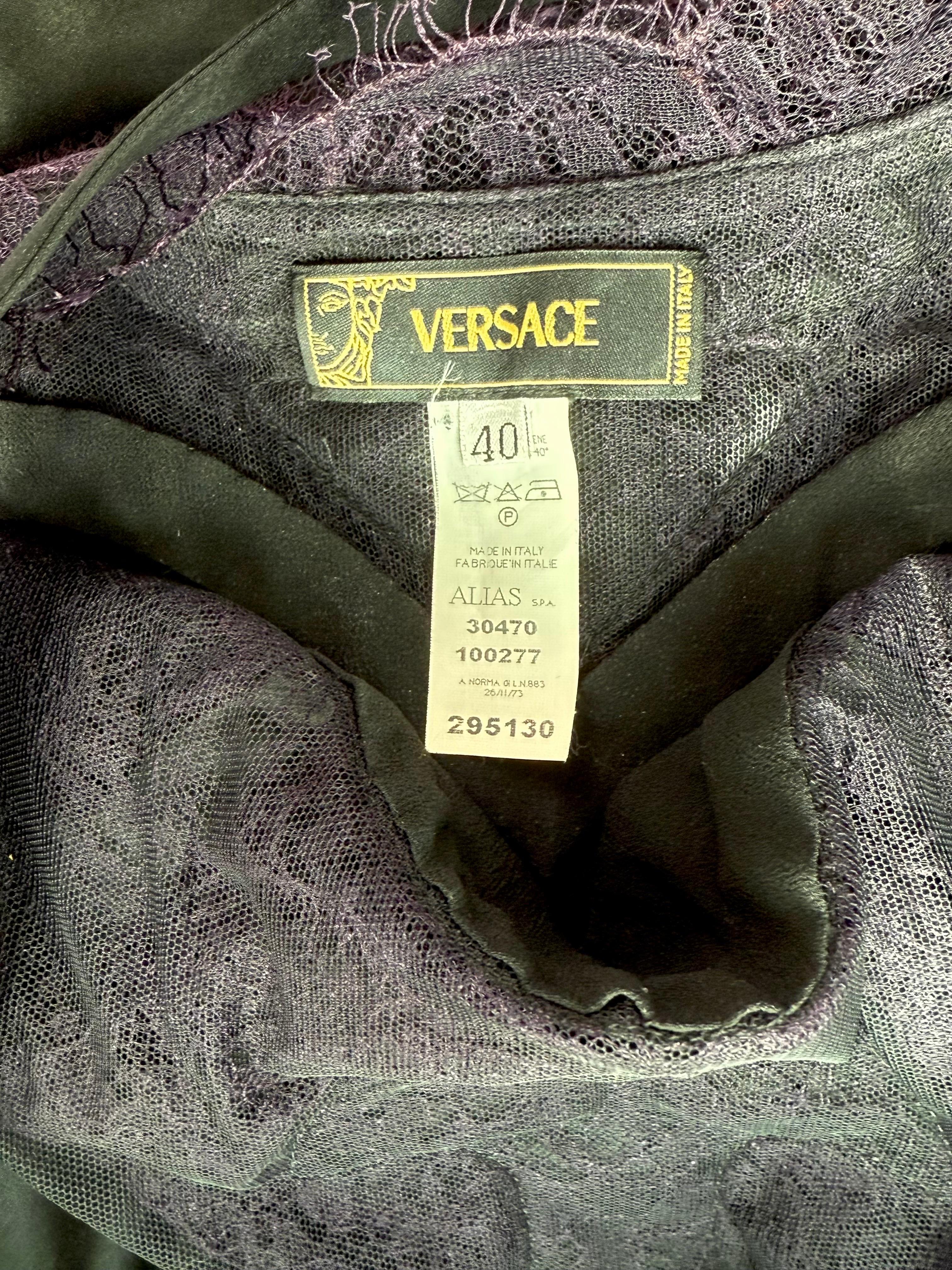 Versace F/W 2003 Runway Bustier Bra Sheer Lace Open Back Dress For Sale 5