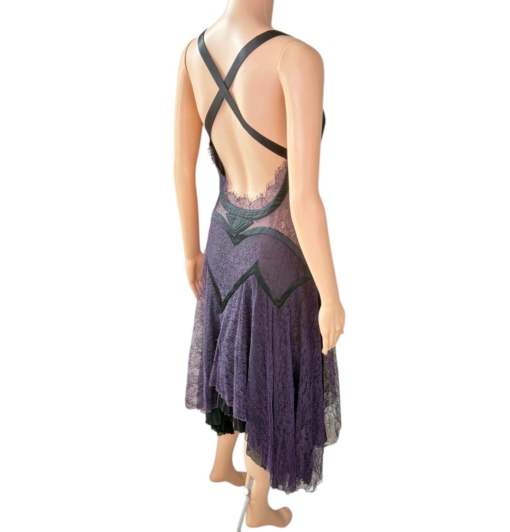 Versace F/W 2003 Runway Bustier Bra Sheer Lace Open Back Dress For Sale 2