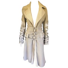 Versace F/W 2003 Runway Corset Ties Lace Up Beige Shearling Jacket Coat