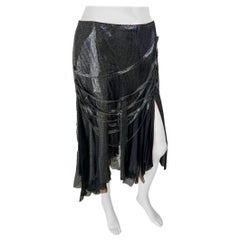 Versace A/I 2003 Gonna asimmetrica nera in maglia metallica Oroton