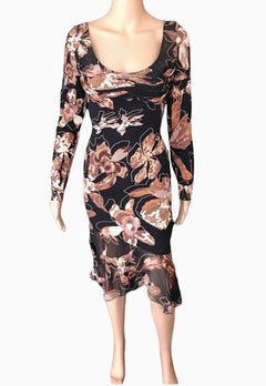 Versace F/W 2003 Runway Unworn Editorial Abstract Floral Print Dress