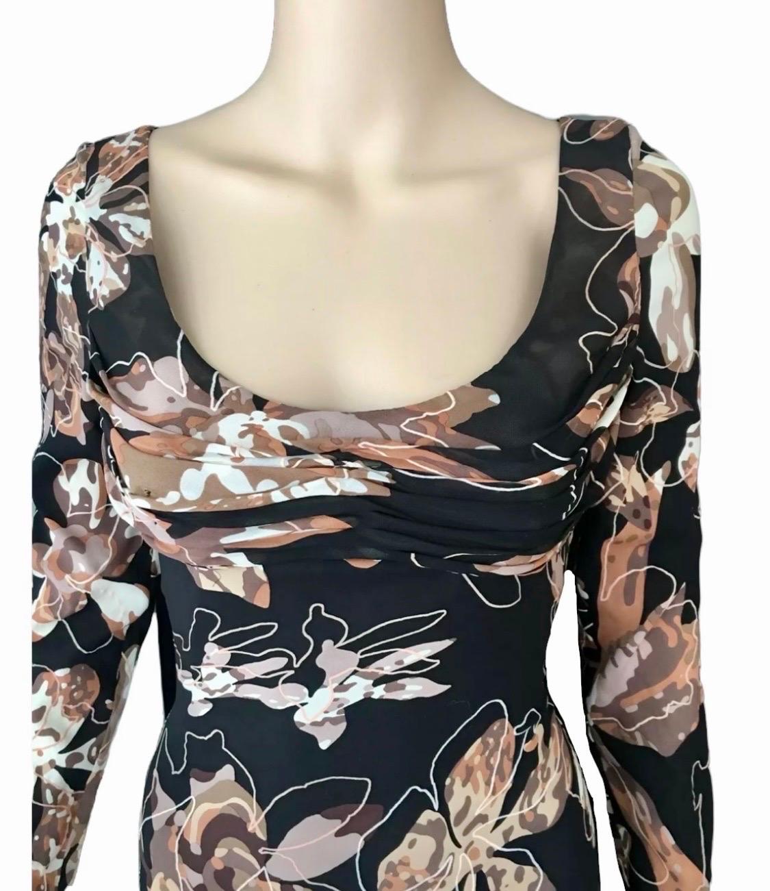 Versace F/W 2003 Laufsteg Ungetragenes Editorial Kleid mit abstraktem Blumendruck im Zustand „Neu“ im Angebot in Naples, FL