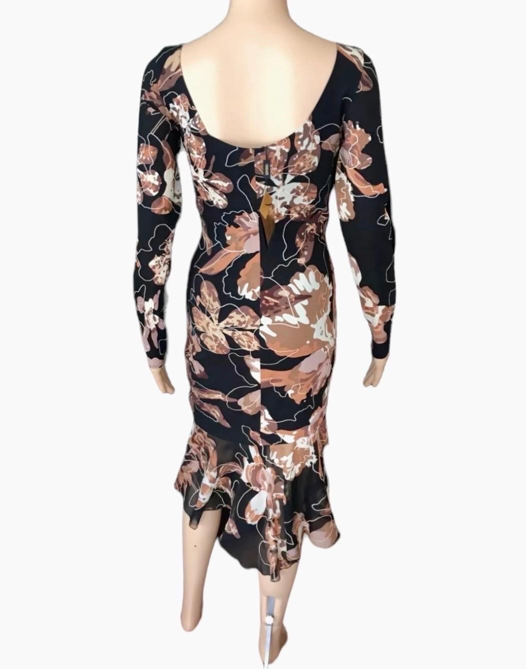 Versace F/W 2003 Runway Unworn Editorial Abstract Floral Print Dress In New Condition For Sale In Naples, FL