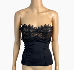Versace F/W 2003 Strapless Lace Bustier Bra Black Corset Top