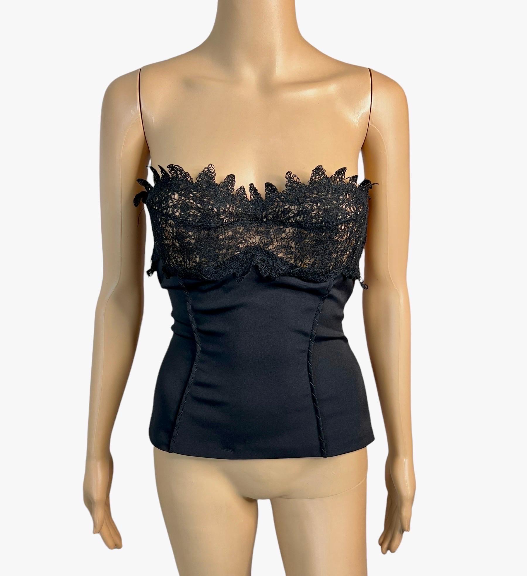 Versace Haut corset noir sans bretelles avec bustier et soutien-gorge en dentelle, A/H 2003  Unisexe en vente