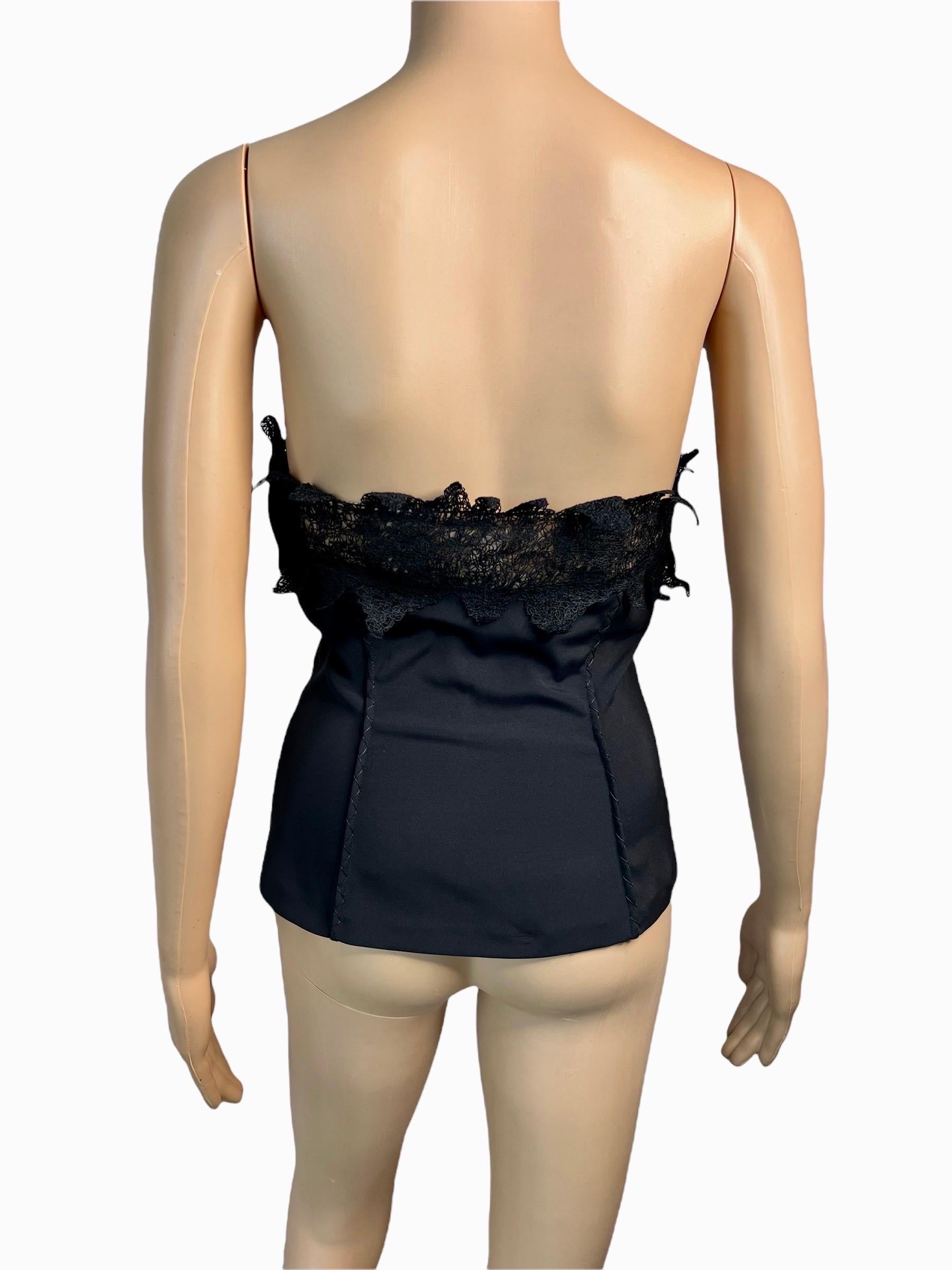 Versace Haut corset noir sans bretelles avec bustier et soutien-gorge en dentelle, A/H 2003  en vente 1